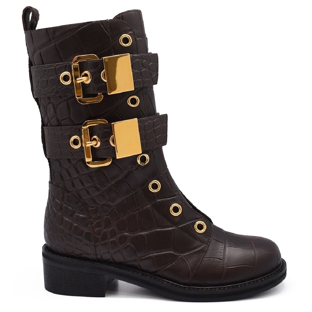100% AUTHENTIC Giuseppe Zanotti Leather Croc Combat Boots
